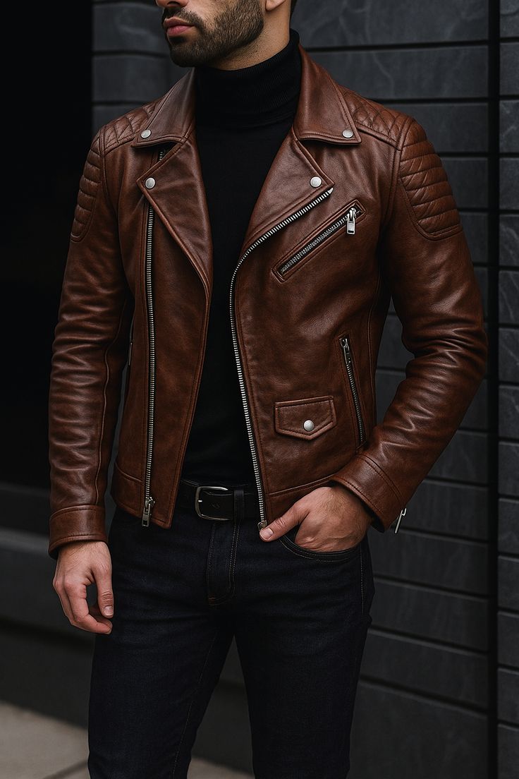 Men's  Leather Biker Jacket
