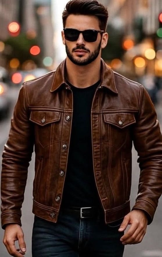 Men's  Leather Biker Jacket